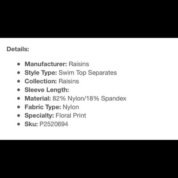 RAISINS Large ( Junior) Black White Floral Splash Las Flores Swim Bikini Top - Picture 10 of 12